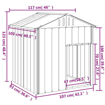 Hondenhok – Hondenhuis – Dierenhuis – Bench – Kennel – Verzinkt Staal – Weerbestendig Dak – Ventilatie & Lattenvloer – 117x103x123 cm – Antraciet Grijs