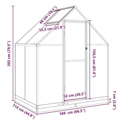 Kweekkas – Plantenkas – Serre – Tuinkas – Groentekas – Aluminium Frame – Antracieten Basis – 169x114x202 cm – Robuust & Weerbestendig