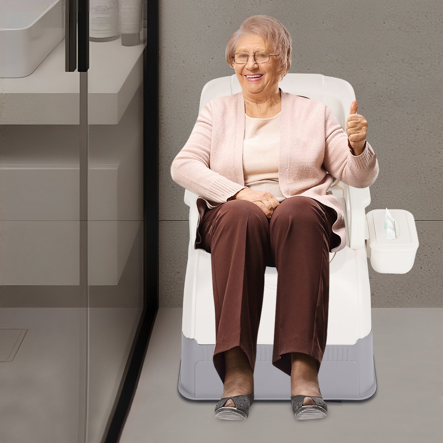 Bedside Commode Stoel – Toiletstoel – Commodestoel – Toiletkruk – Ziekenhuisstoel – Bruin – Stevige PP & PU Materiaal – Vrijstaand en Compact
