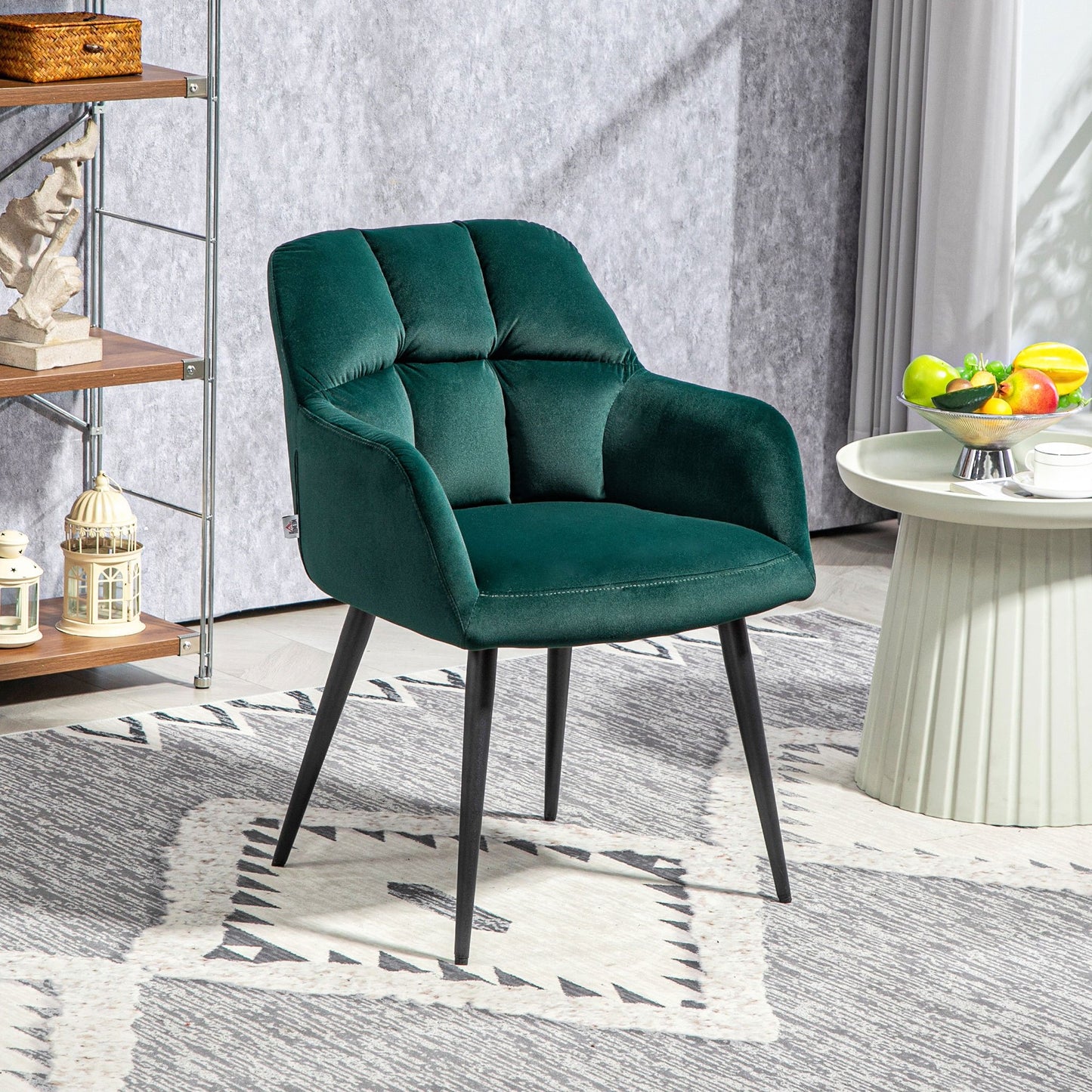 Loungechair – Fauteuil – Relaxstoel – Zitzak – Accentstoel – Donkergroen – Fluwelen Look – Verstelbare Voetjes