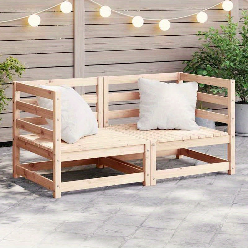 Tuinbank – Hoekbank – Buitenbank – Balkonbank – Bankje – Massief Grenenhout – 2-delige Set – Compact & Duurzaam