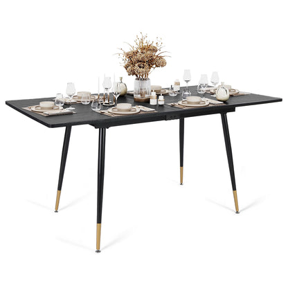 Uitschuifbare Eettafel – Tafel – Eetkamertafel – Uitklapbare Tafel – Industriële Eettafel – Voor 4-6 Personen – Stalen Frame Zwart-Goud – Anti-Roest & Waterbestendig