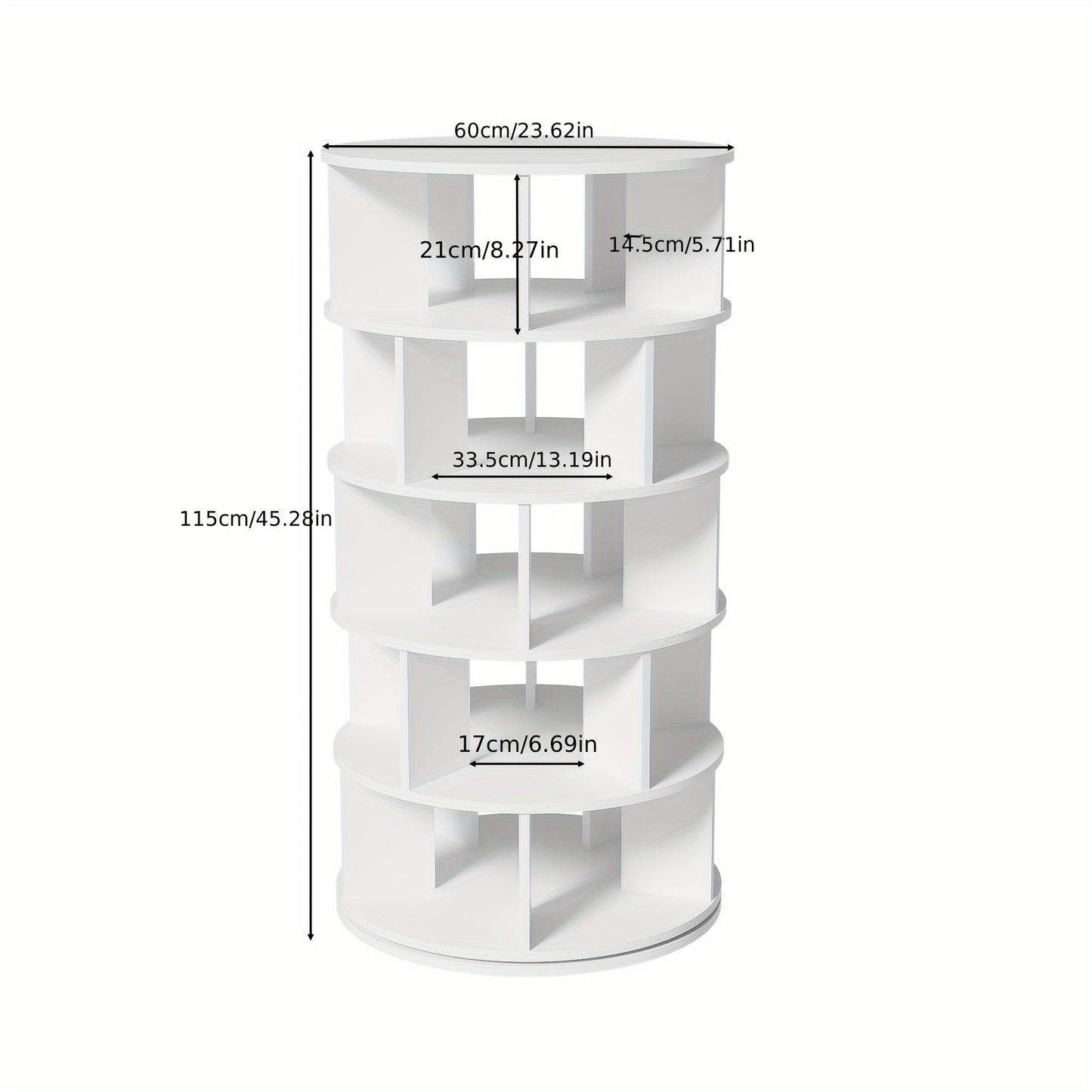 Schoenenrek – Schoenenkast – Schoenenbank – Schoenenhouder – Schoenenopberger – 5 Niveaus – Draaihoek – Wit – 115 cm Hoog – 60 cm Breed – Kunststof & Non-woven