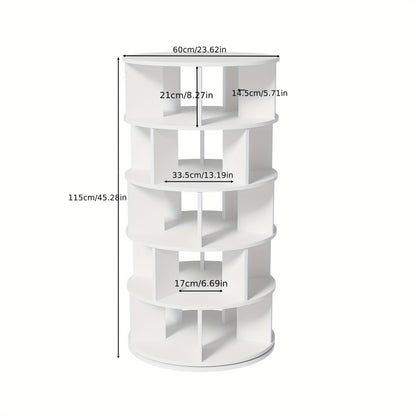Schoenenrek – Schoenenkast – Schoenenbank – Schoenenhouder – Schoenenopberger – 5 Niveaus – Draaihoek – Wit – 115 cm Hoog – 60 cm Breed – Kunststof & Non-woven