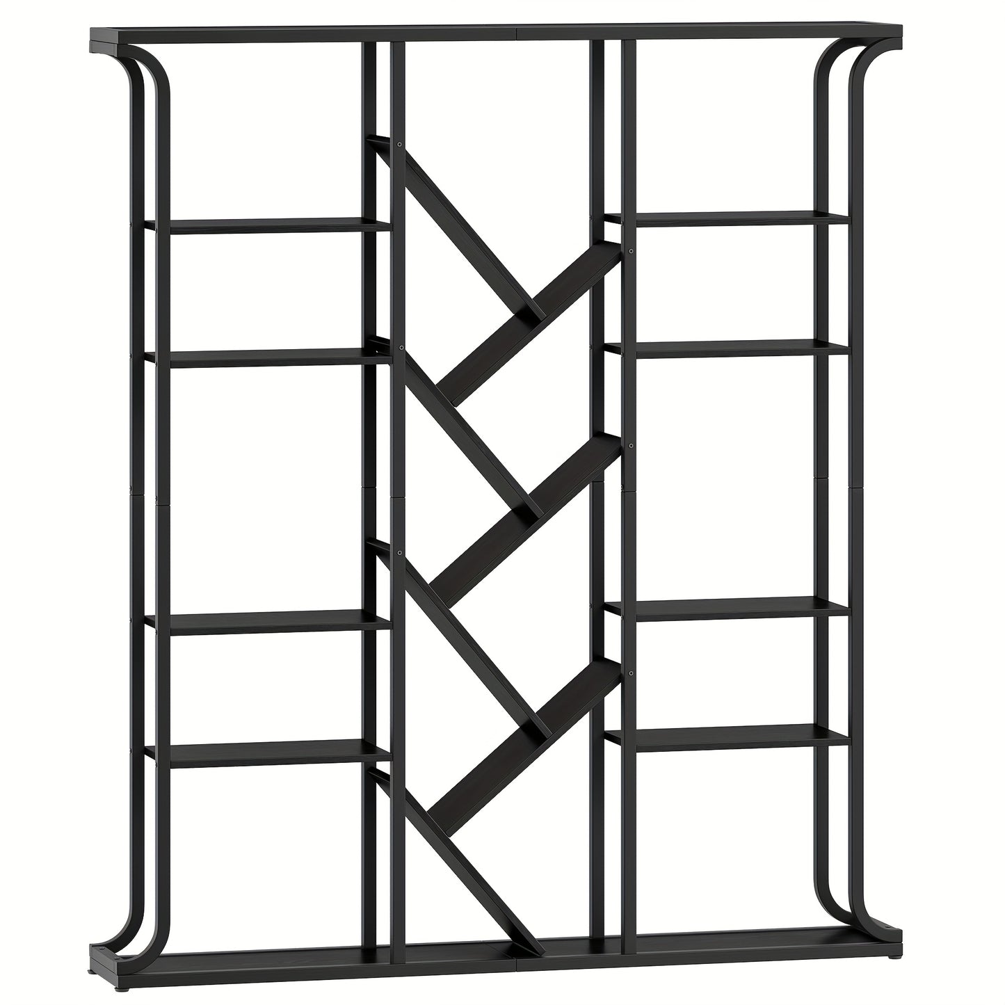 Bookshelf, 3 Columns 6 Tier Tree-Shaped Bookcase, 17 Compartments Open Independent Shelves, for Home Office, Bedroom, Living Room, 24 X 156 X 180cm