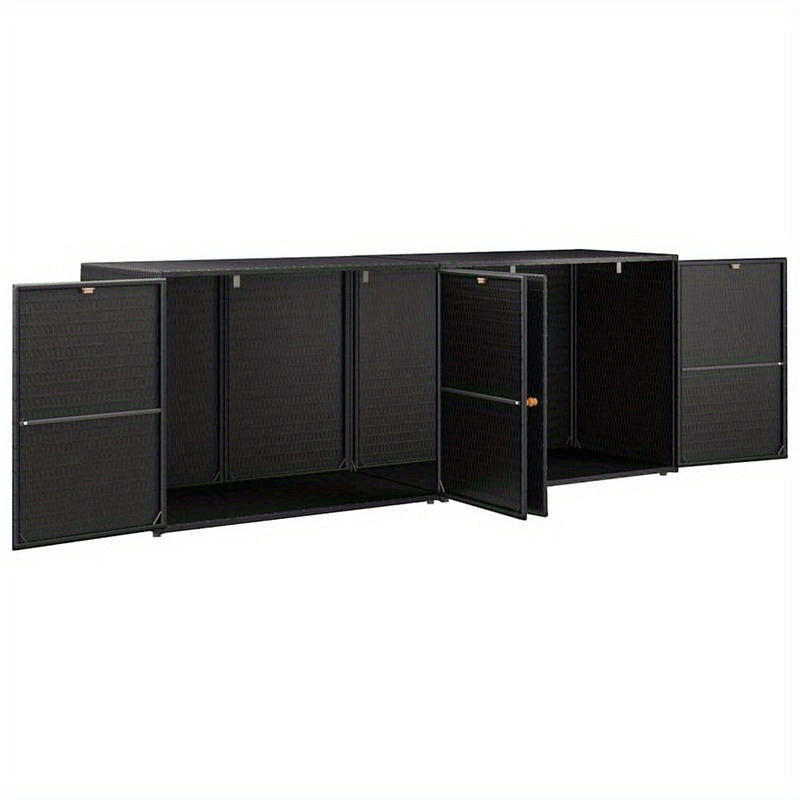Buitenkast – Tuinopbergkast – Tuinkast – Opbergbox – Berging – Zwart – Poly Rattan – 198 x 55,5 x 80 cm – Duurzaam & Compact