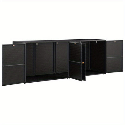 Buitenkast – Tuinopbergkast – Tuinkast – Opbergbox – Berging – Zwart – Poly Rattan – 198 x 55,5 x 80 cm – Duurzaam & Compact