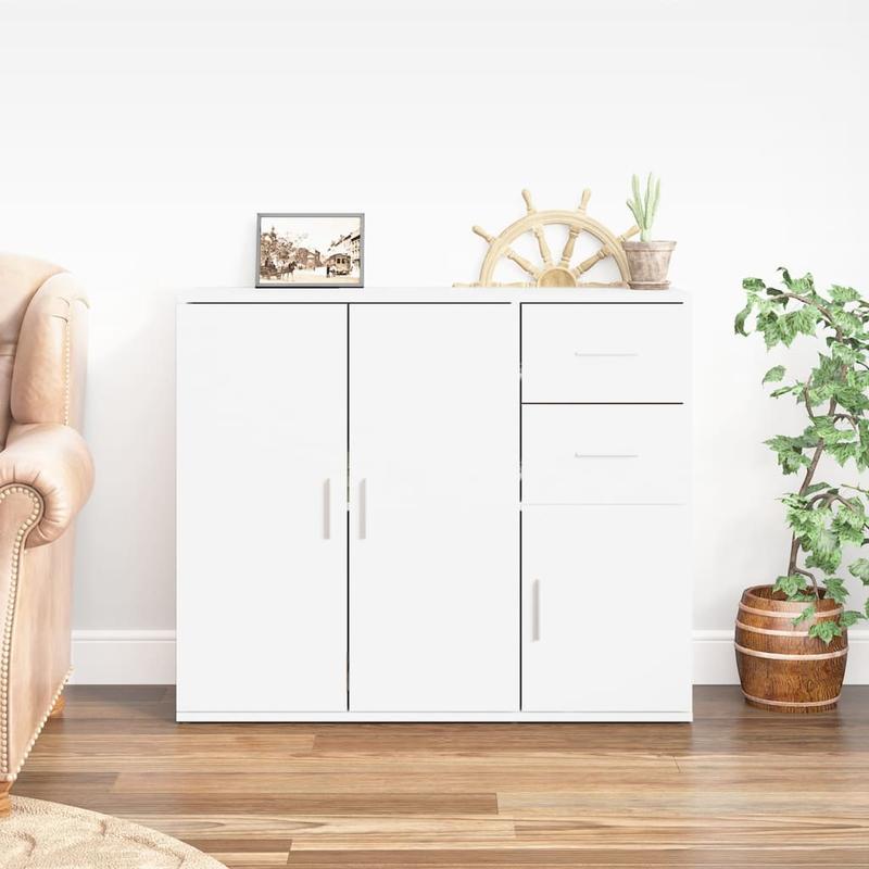 Sideboard – Dressoir – Kast – Opbergkast – Buffetkast – Wit – Hoogwaardig Spaanplaat – Afmeting 91x29,5x75 cm