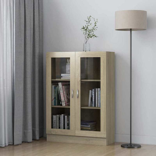 Vitrinekast – Opbergkast – Glazen Kast – Displaykast – Showkast – 82,5x30,5x115 cm – Massief Hout en Metaal – Stijlvol Europees Design