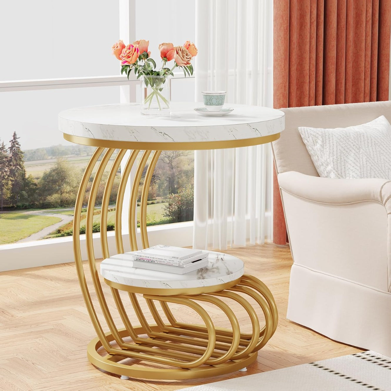 Eettafel – Tafel – Keukentafel – Landelijke Tafel – Houten Eettafel – Wit-Bruin – Stevig 4 cm Dik Tafelblad – Driehoekige Zware Voet - QUORE