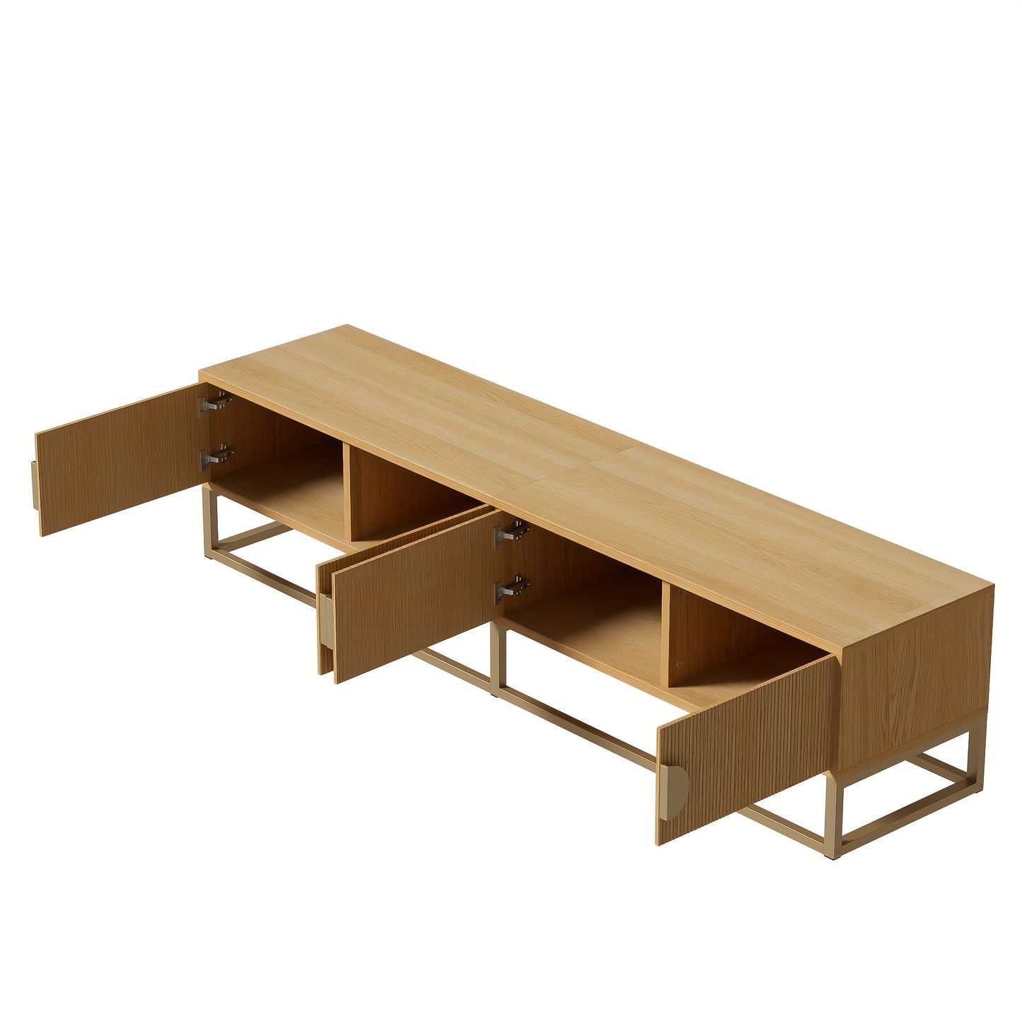 180cm Woodgrain TV Cabinet - Modern Dining Room Cabinet, 4 Doors, Semi-circular Pulls