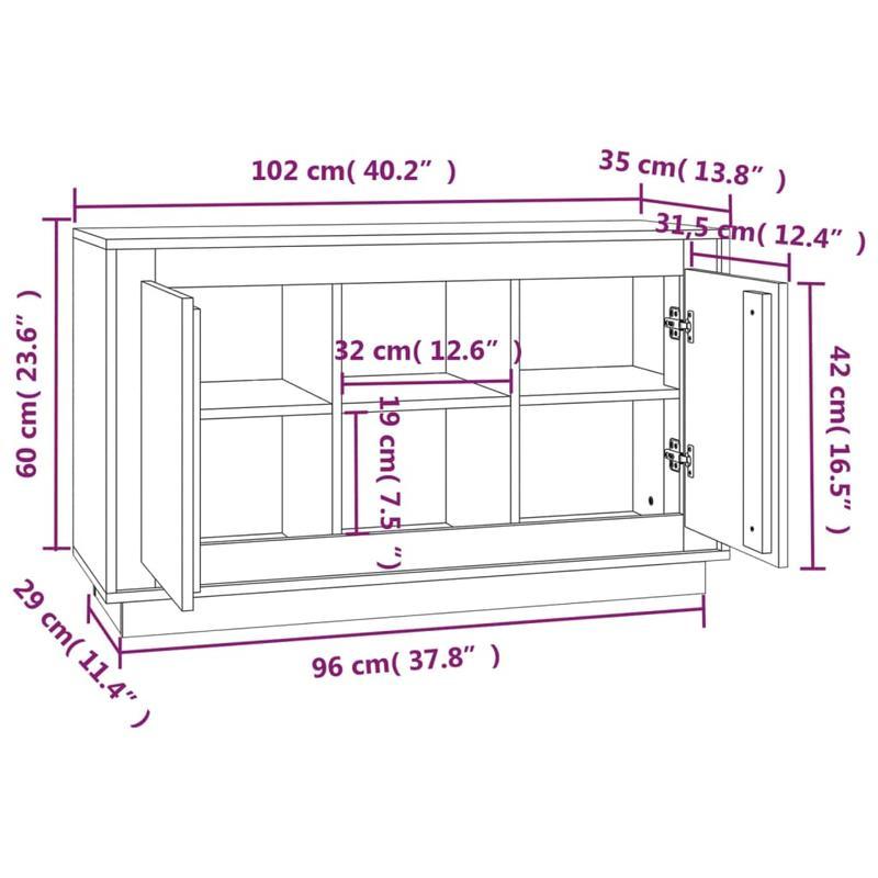 Modern White Sideboard with Open Shelves & Removable Drawers - 102x35x60cm, Hardwood Furniture for Living Room, Bedroom, Office - Sleek Minimalist Design with Decorative Vases & Clock Display, Sideboard Cabinet, Bedroom Stora