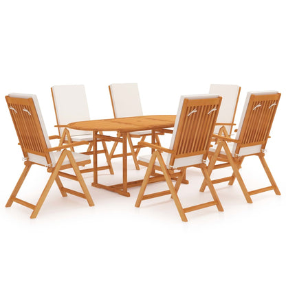 Tuinset – Garden Set – Diningset – Bistroset – Loungeset – Teakhout – Verstelbare Rugleuning – Incl. Kussens – Creme – 4 Personen