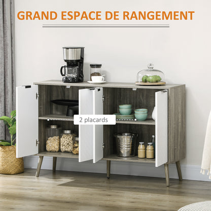 Dressoir – Opbergkast – Buffetkast – Ladekast – Kast – Laagstaand – Melaminehout – 120x35x77,4 cm – Chevron Deuren – Verstelbare Planken