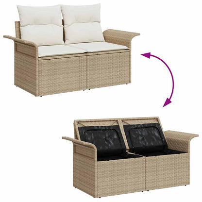 Loungeset Tuin – Modulaire Sofa – Tuinbank – Loungesofa – Balkonset – Beige Wit – Weerbestendig Poly Rattan – Compact 100x60 cm Modules