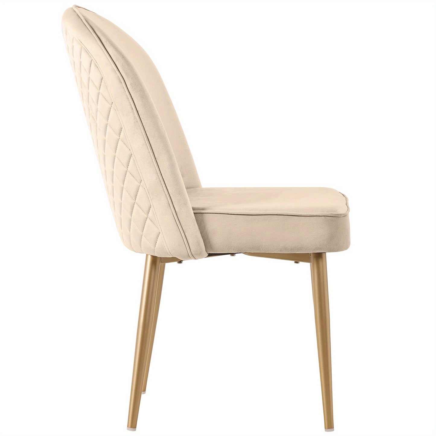 Eetkamerstoelen – Stoelen – Dining Chairs – Zitmeubels – Velvet Stoelen – Set van 2 – Beige Fluweel – Gouden Metalen Poten