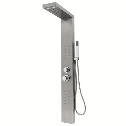 Douchepaneel – Douchezuil – Douchesysteem – Douchekolom – Handdouche – Roestvrij Staal – 4 Functies Met Regendouche, Waterval & Massagejets – 130 cm Hoog, 150 Silicone Nozzles, Eenvoudig Schoon Te Maken