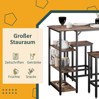 Barset – Keukentafelset – Barkrukken Set – Eethoek Meubel – Bistro Set – Spaanplaat & Staal – Compact 109x60x100 cm – Industrieel Design