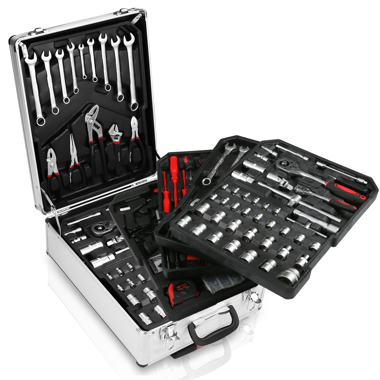 Gereedschapskoffer – Toolset – Gereedschapskist – Gereedschapstas – Werkzeuggereedschap – 1031 Onderdelen – Duurzaam Aluminium – Stevige Wielen en Uitschuifbare Handgreep
