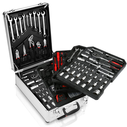 Gereedschapskoffer – Toolset – Gereedschapskist – Gereedschapstas – Werkzeuggereedschap – 1031 Onderdelen – Duurzaam Aluminium – Stevige Wielen en Uitschuifbare Handgreep