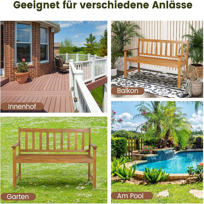 Tuinbank – Buitenbank – Balkonbank – Terrasbank – Parkbank – Massief Acaciahout – Weerbestendig – 2-Persoons – Draagvermogen 360 kg