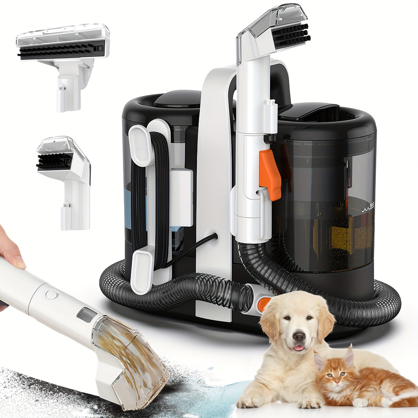 Stofzuiger – Tapijtreiniger – Bekledingreiniger – Vlekverwijderaar – Nat en Droog – 600W Motor – Dubbele ABS Watertank 1500ml/700ml