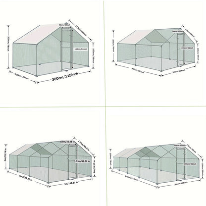 Kippenhok – Kippenren – Pluimveehok – Buitenren – Dierenverblijf – 3x4x2 m – Stevig Gegalvaniseerd Staal – Waterdicht UV-bestendig PE Dak