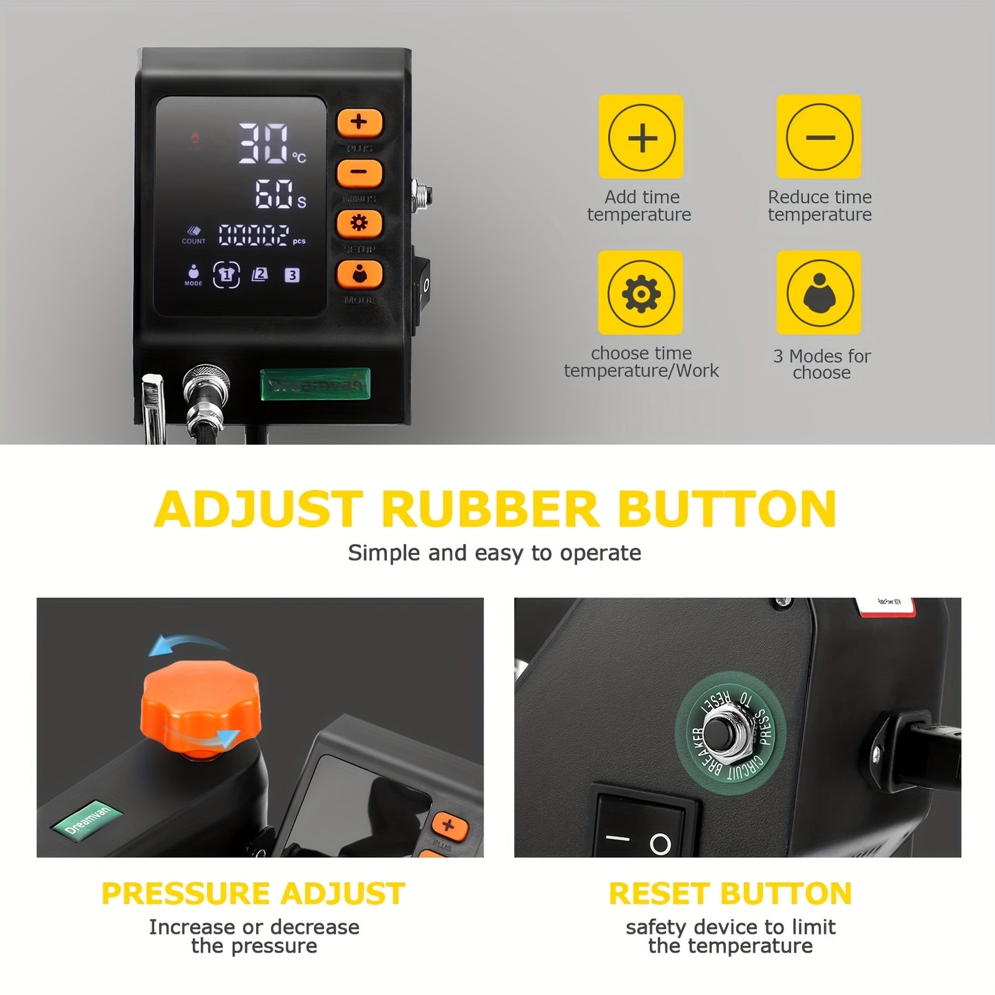 Heat Press Machine – Warmtepers – Transferpers – Hittepers – Sublimatiepers – 8-in-1 Multifunctioneel – 30x38 cm Met Digitale Timer – 360° Swing Away Arm