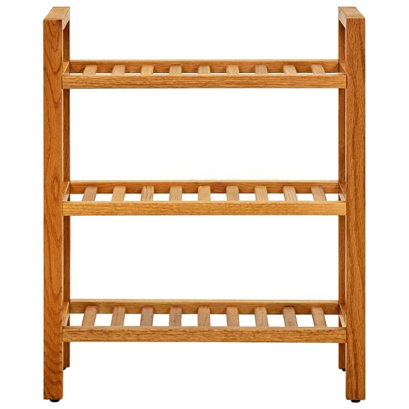 Schoenenrek – Schoenenhouder – Schoenopberger – Schoenstelling – Schoenrek Open – 3 Lagen – Massief Eikenhout 50x27x60 cm – Voor Slaapkamer en Hal Bruin