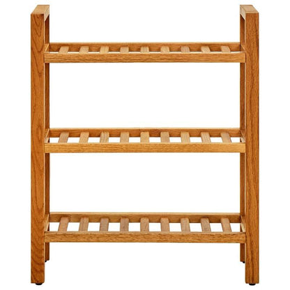 Schoenenrek – Schoenenhouder – Schoenopberger – Schoenstelling – Schoenrek Open – 3 Lagen – Massief Eikenhout 50x27x60 cm – Voor Slaapkamer en Hal Bruin