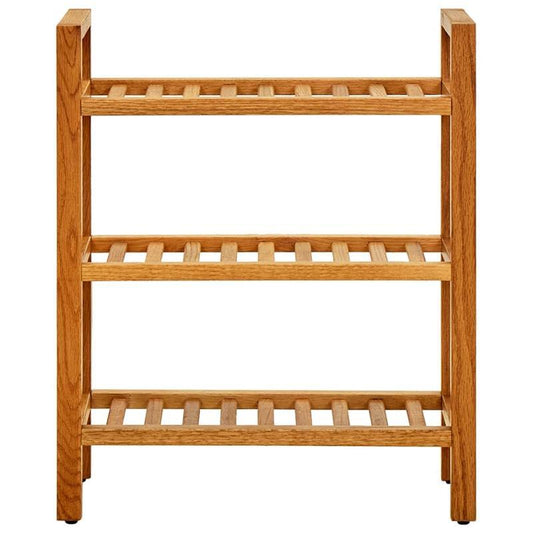 Schoenenrek – Schoenenhouder – Schoenopberger – Schoenstelling – Schoenrek Open – 3 Lagen – Massief Eikenhout 50x27x60 cm – Voor Slaapkamer en Hal Bruin