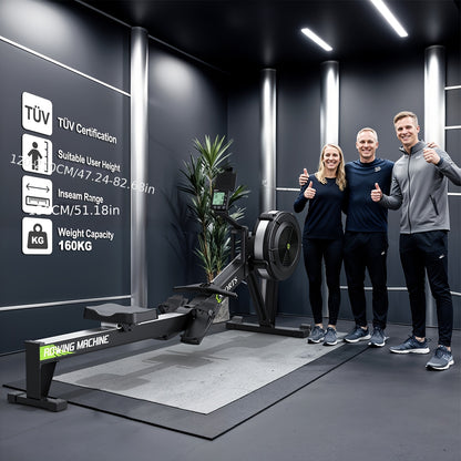 Roeimachine – Roeitrainer – Roeiapparaat – Fitness Roeimachine – Air Resistance Rowing Machine – 10 Weerstandsniveaus – Draadloos Smart Display – Inklapbaar – Max 160 kg Belastbaar