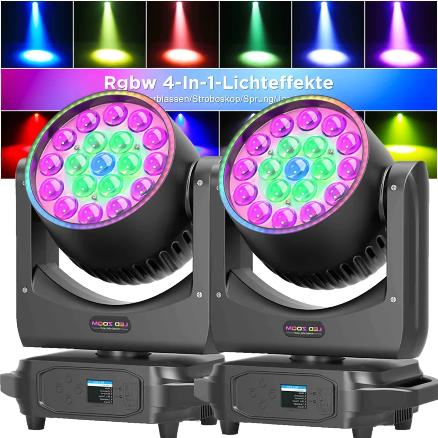 Moving Head – LED Moving Head – Moving Head Licht – Disco Licht – DJ Verlichting – Set van 2 – 380W RGBW LED – Zoomfunctie en DMX-Compatibel