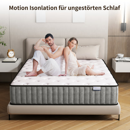 Hybride Matras – Koudschuim Matras – Pocketvering Matras – Traagschuim Matras – Medium Stevig – 140x200 cm – Ademend – Schokabsorberend