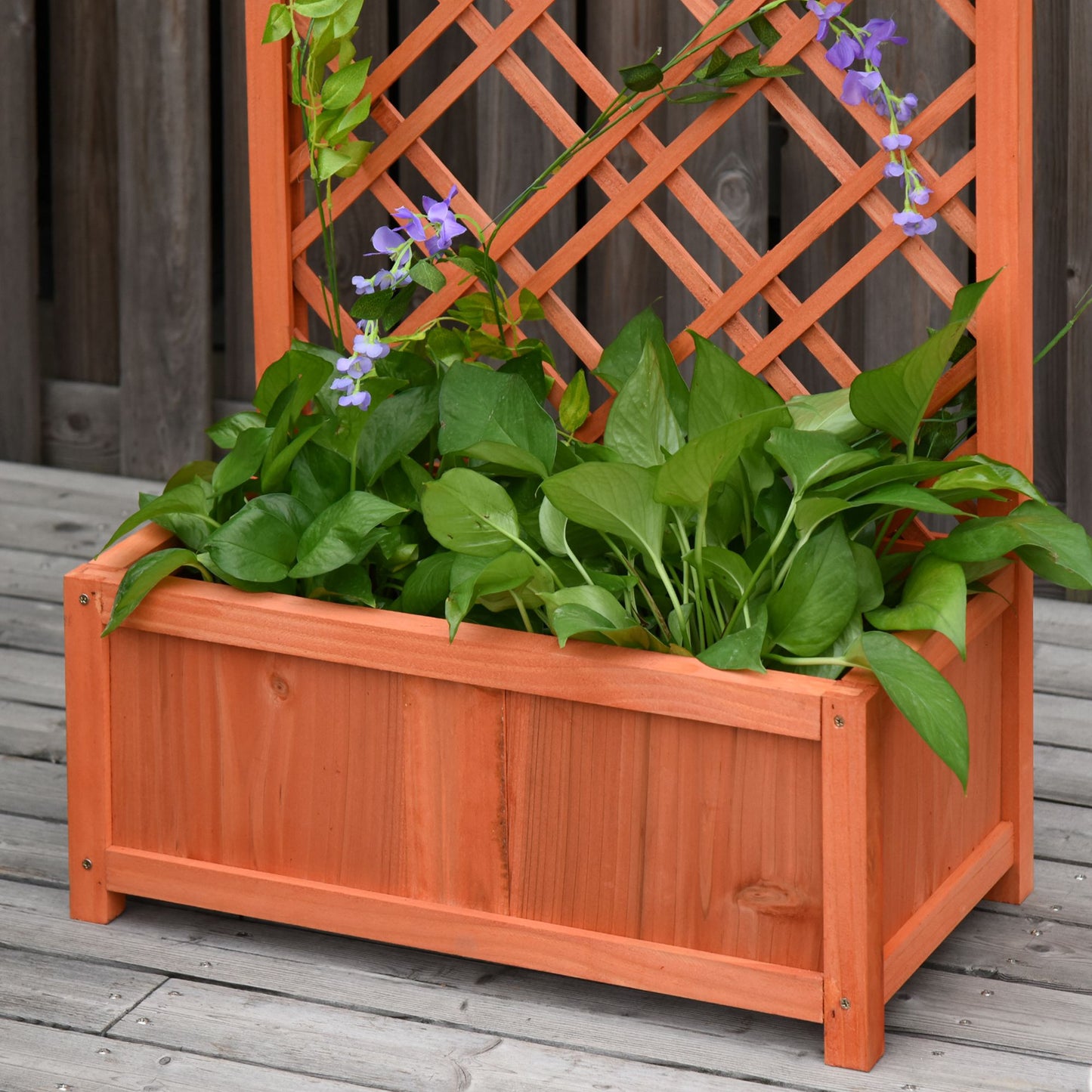 Plantenrek – Bloemenstandaard – Plantenbak – Plantentafel – Klimrek – Houten Verhoogde Plantenbak – Geel – 60x30x122,5 cm – Duurzaam Vurenhout