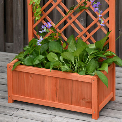 Plantenrek – Bloemenstandaard – Plantenbak – Plantentafel – Klimrek – Houten Verhoogde Plantenbak – Geel – 60x30x122,5 cm – Duurzaam Vurenhout