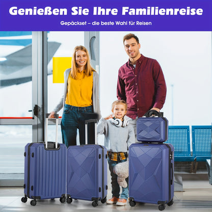 Kofferset – Harde Koffer – Spinner Koffer – Reiskoffer – Trolley Koffer – ABS Materiaal – TSA Slot – Blauw