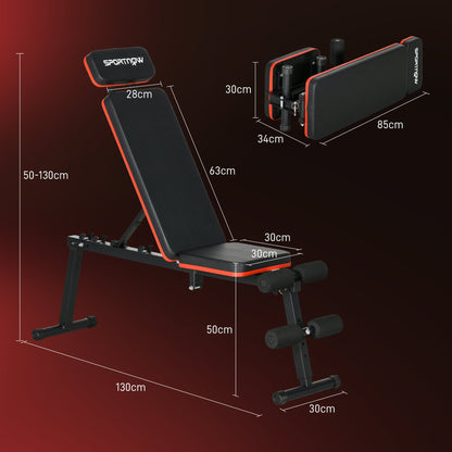 Verstelbare bank – Fitnessbank – Halterbank – Trainingsbank – Buikspierbank – 5-verstelbare standen – Robuust staal met synthetische bekleding