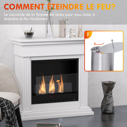Biohaard – Bio Ethanol Haard – Sfeerhaard – Vrijstaande Haard – Tafelhaard – 3 Branders 0,4L – Geschikt voor 16-18 m² – Wit