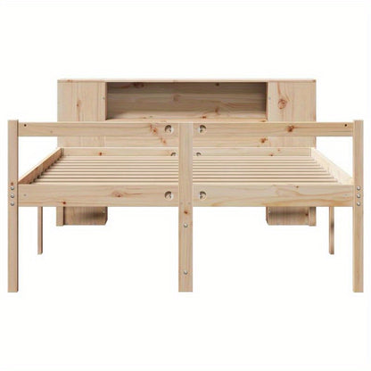 Bed – Bedframe – Bed met Opbergruimte – Eenpersoonsbed – Slaapbank – Modern Design – Massief Dennenhout – 5 Open Planken – 140x200 cm – Eenvoudige Montage