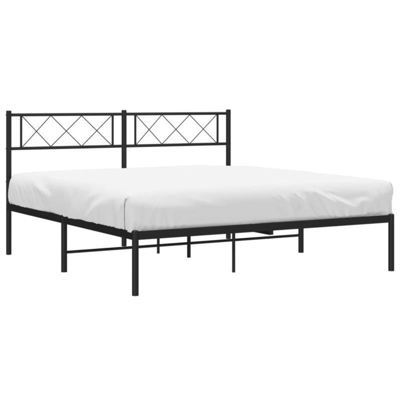 Bedframe – Bedframe Met Hoofdbord – Stalen Bedframe – Platformbed – Slaapbed – Zwart Met Hoofdbord – Stevige Metalen Constructie – Geschikt Voor 160x200 cm