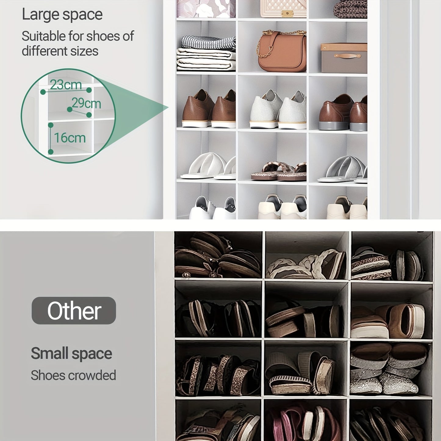 Schoenenkast – Schoenenrek – Schoenensysteem – Schoenopberger – Schoenenkast Wit – Vrijstaand – 30 Vakjes – Verstelbare Planken – Compact – Duurzaam Spaanplaat