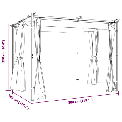 Partytent – Tuinoverkapping – Paviljoen – Tuinkamer – Tent – Taupe 3 x 3 Meter – Stevig Gecoat Stalen Frame – Water- en UV-bestendig Polyester Dak