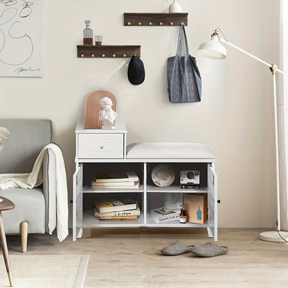 Organizedlife Small Shoe Bench With Storage, Shoe Cabinet With Seat, Door Shoe Cabinet, Solid Wood Shoe With Storage For Entrance, Entryway Or Hallway, Multi-functional Shoe Cabinet Stool, Large Space Shoe Cabinet