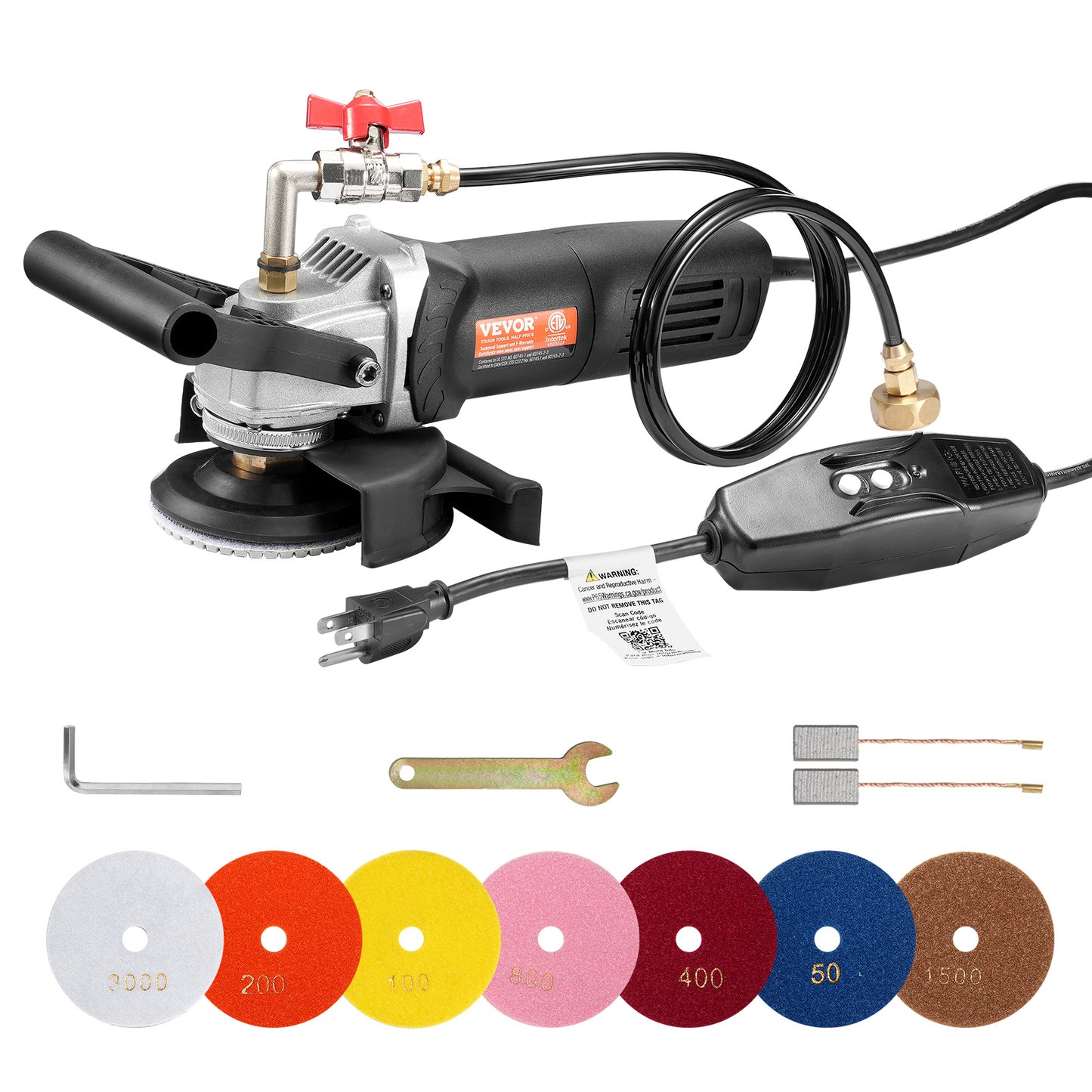 Steenpolijstmachine – Natpolijstmachine – Poliermachine – Granietpolijstmachine – Betonpolijstmachine – 4 Inch Diameter – 6 Instelbare Snelheden & 7 Polijstpads