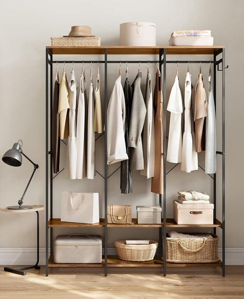 Kledinghangers - Kledingrek Metaal - Schoenenrek- Kledingkasten Slaapkamer - 40 x 141 x 180 cm - Kledingrek Vintage Bruin