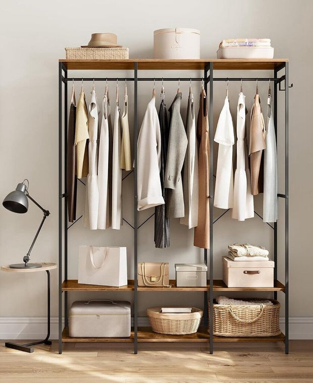 Kledinghangers - Kledingrek Metaal - Schoenenrek- Kledingkasten Slaapkamer - 40 x 141 x 180 cm - Kledingrek Vintage Bruin