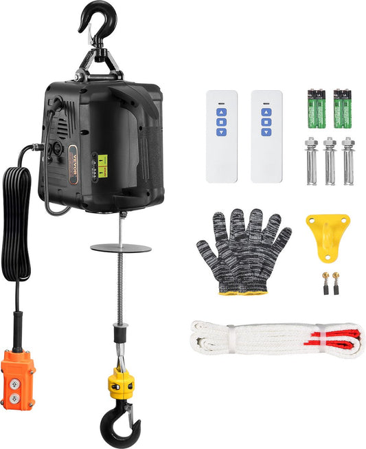 3 in 1 Elektrische Lier - Elektrische Kabeltakel - 498,95 kg Draagvermogen Kabeltakel - hefsnelheid ≥4 m/min motorlier - 7 m hoog- 1500 W - 3 bedieningsmodi handmatig/bedraad/draadloos - QUORE