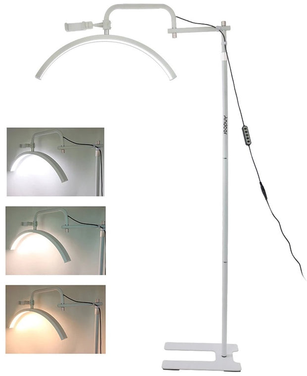 Lamp - Booglamp - Vloerlamp - Wit - Dimbaar - Vloerlicht - Booglicht - Huislamp - 36W - Halve Maan - Halve Maan Lamp - Video Licht - Met Telefoon Houder - 3200K-5600K - Afstandsbediening