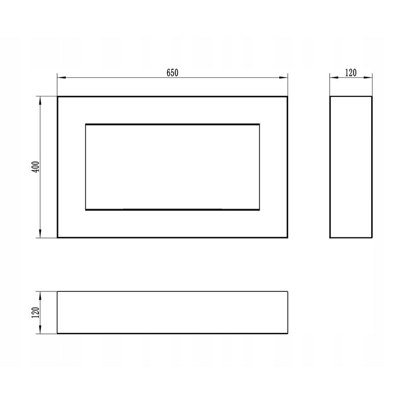 Hanging Biofireplace 65x40x12 cm Box Black Structural Matte